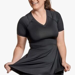 CopperLife Women’s Black A-Line Fit-and-Flare Shoulder Support Shirt Size 4XL